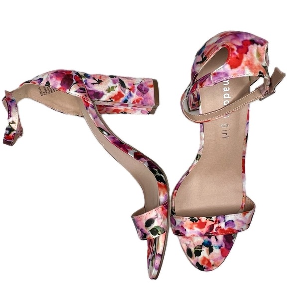 Madden Girl Heeled Sandals BEELLA Ankle Strap Block Heel Floral Multicolor 6.5 - Picture 15 of 15